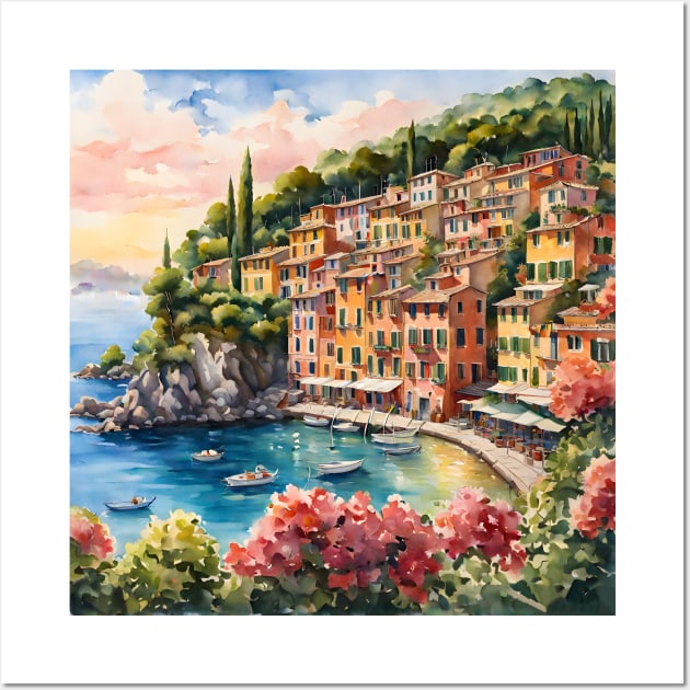 Scenic Portofino Italy: Charming Fishing Village at Sunset Wall Art by Lifestylevortex